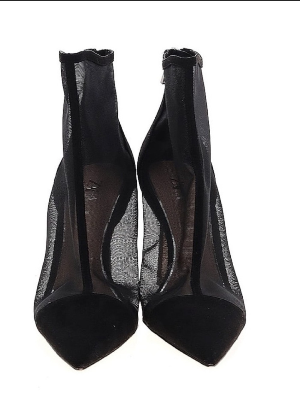 Zara Mesh Heeled
Ankle Boot black pointed toe $89 spring party